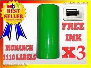 3 SLEEVES FLUORESCENT GREEN LABEL FOR MONARCH 1110 PRICING GUN 3 SLEEVES=48ROLLS