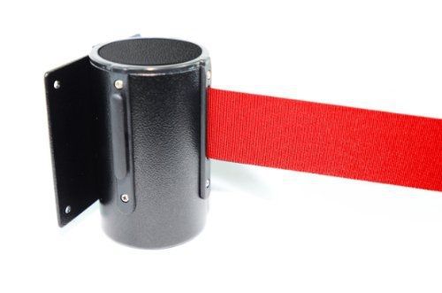 Crowd control center retractable wall barrier 96&#034;l, red belt with tuff tex black for sale
