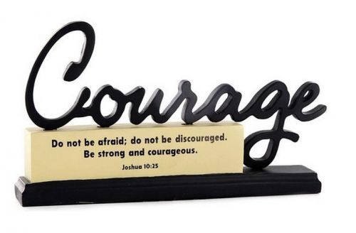 Black &amp; Cream COURAGE Resin Paperweight OFFICE Desk Shelf Decor