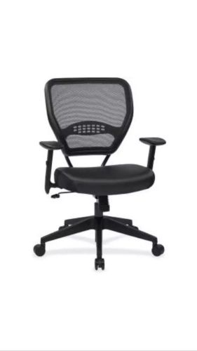 Office star dark air grid back managers chair - black - leather seat - 26.5&#034; x for sale