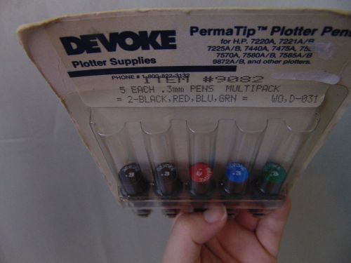 Devoke Plotter Supplies PermaTip Plotter Pens 5 Pack Black Red Blue Green #127