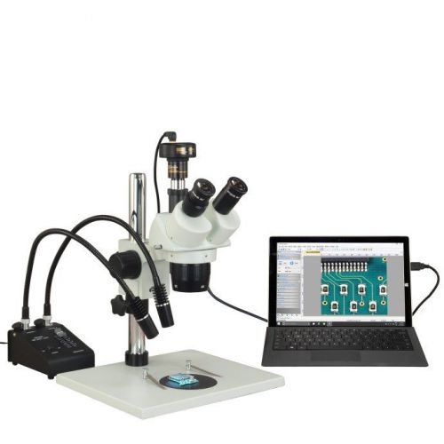 Trinocular 10x-20x-40x-80x 3mp digital stereo microscope+6w gooseneck light for sale
