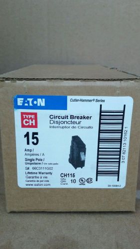 New box of 10 EATON CUTLER HAMMER circuit breaker CH115 15Amp single pole