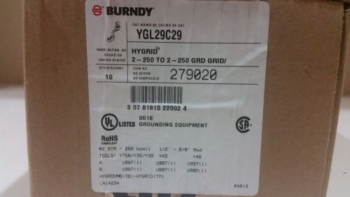 New Box of 10 Burndy YGL29C29 Copper Compression Cross Grid Connectors
