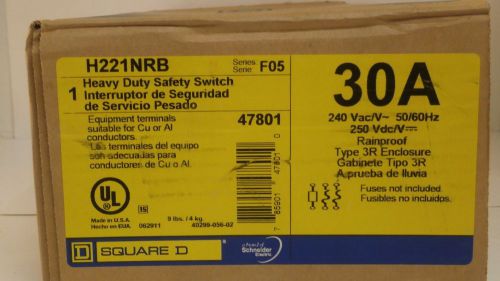 SQUARE D HEAVY DUTY 30AMP SAFETY SWITCH  H221NRB *NEW IN BOX*
