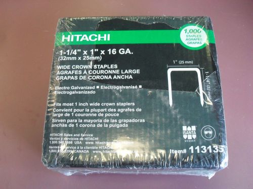 Hitachi 11313s wide crown 16 ga. staples 1-1/4&#034; x 1&#034; electro galvanized box/1000 for sale