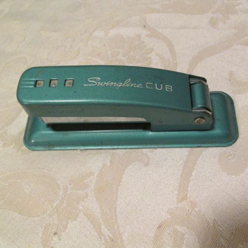 Vintage Swingline Cub 77 Compact Stapler Teal Green Small Mini Retro Deco 5.25&#034;