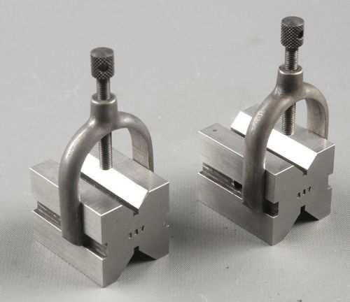 Pair Lufkin Rule Co. V-Blocks with Clamps
