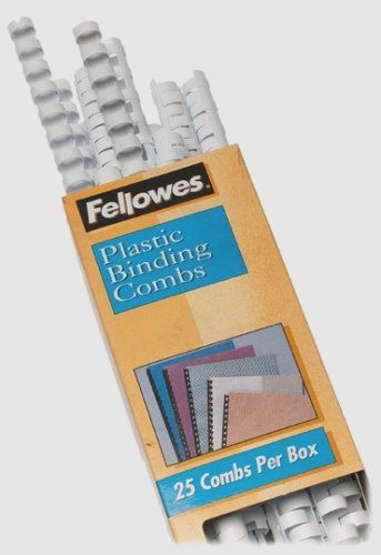 Fellowes plastic binding combs, round back, 1/2, 90 sheet capacity,white,25 pack for sale