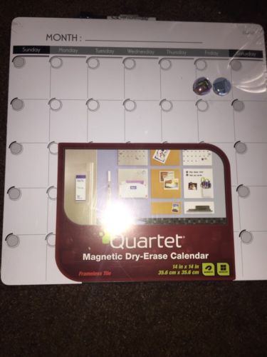 Quartet Magnetic Dry-Erase Calendar Tile 14 x 14 Inches1-Month Design Frameless