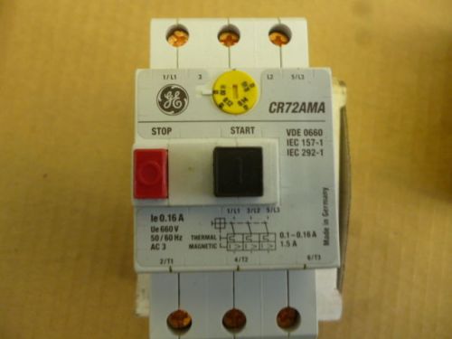 GE Manual Motor Controller CR72AMA Amp 0.1 - 0.16