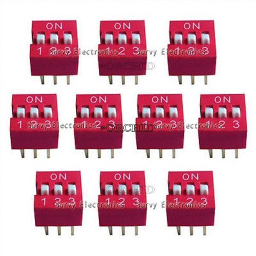 10pcs new 3p 3 position dip switch side style 2.54mm pitch through hole diy good