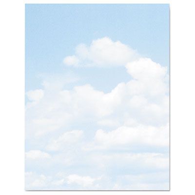 Design Paper, 24 lbs., Clouds, 8 1/2 x 11, Blue/White, 100/Pack, 1 Package