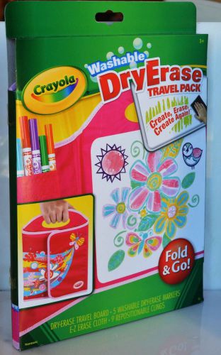 Crayola Dry Erase Activity Center Travel Pack w velcro washable markers 9 clings