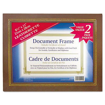 Leatherette Document Frame, 8-1/2 x 11, Espresso Brown, Pack of Two, 1 Package