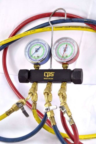 CPS Manifold Gauges R-22, 404A, 410A Gauges With 5 foot hoses