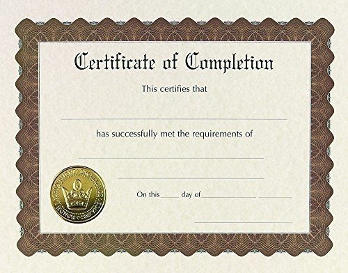 Great Papers! Certificate of Completion, Pre-Printed, Gold Foil, Embossed, 8.5&#034;