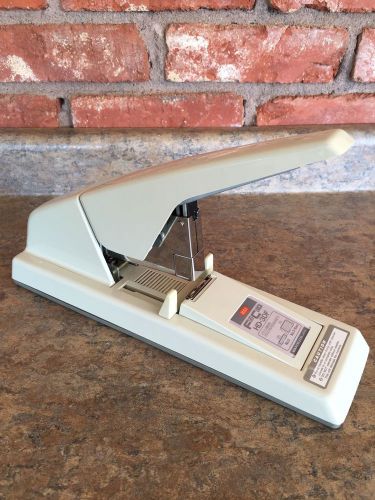 Max flat clinch hd-3df heavy-duty stapler, 75 sheet cap, cream color clean for sale
