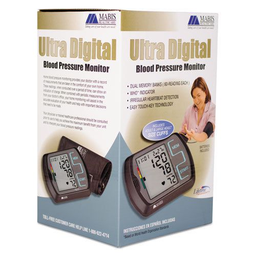 Ultra digital blood pressure monitor w/adult, large adult cuffs,4 aa batteries for sale