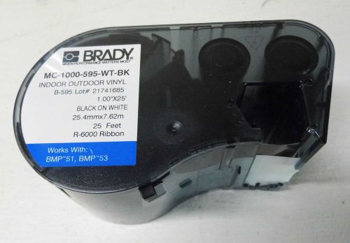 Brady MC-1000-595-WT-BK Indoor Outdoor Label for BMP51 &amp; BMP53 Label Makers