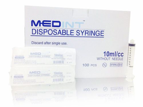 200/Box 10 ml 10cc Syringes Luer Lock Without Needles Medint