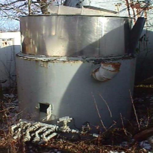 550 gallon sanitary stainless steel tank from a brewery with gas fired burner for sale
