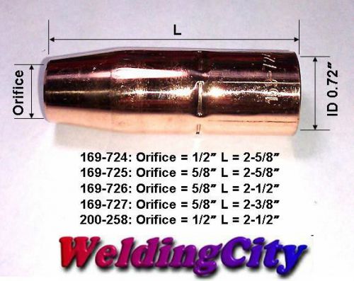 2 nozzles 1/2&#034; 200-258 200258 flush-tip miller m25/m40 &amp; hobart mig welding guns for sale