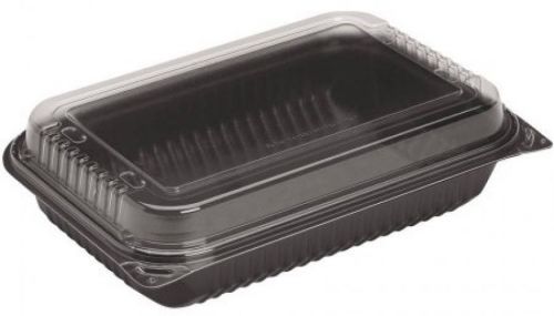 SOLO Cup Company Black/Clear 64 Oz. 1-Comp Dinner Box, 100 Count