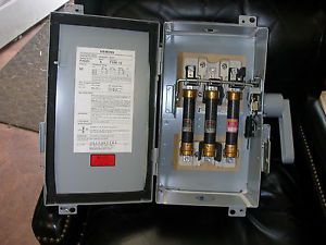 Siemens ite f352h enclosed heavy duty disconnect switch with fuses for sale
