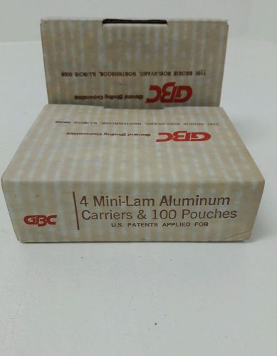 Lot of 2 - GBC 4 Mini-Lam Aluminum Carriers &amp; 100 Pouches/Box 3200004-1205-46