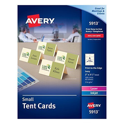 Avery Small Ivory Tent Cards, Laser/Inkjet Printers, 2x3-1/2, Pack of 160 5913