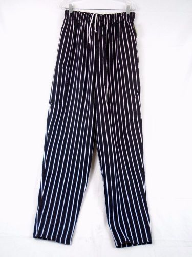 White Swan Five Star Unisex Baggy Chef Pants Chalkstripe Medium #18100 222C