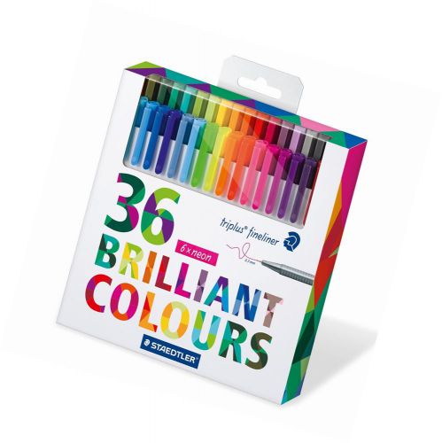 Staedtler Color Pen Set Set of 36 Assorted Colors (Triplus Fineliner Pens)