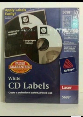Avery 5698 White Laser Print CD Labels for 100 Disc - 200 Spine Labels