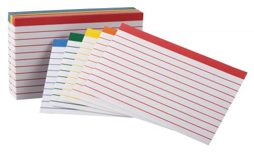 Color Coded Bar Ruled Index Cards 3 x 5 Assorted Colors 100/Pack 1