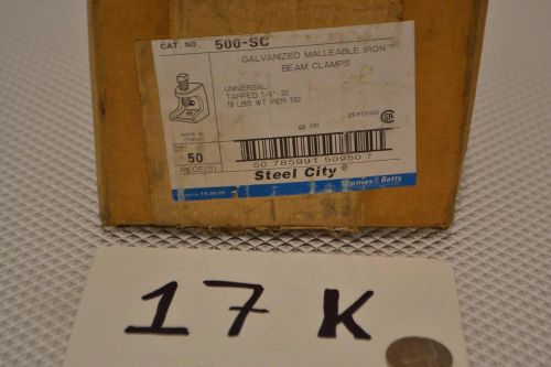 BOX OF 50 THOMAS &amp; BETTS 500-SC 1/4&#034;-20 GALVANIZED MALLABLE IRON BEAM CLAMPS