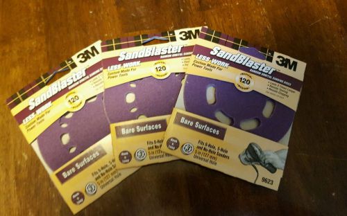 3 PACKS OF 3 Pc 3M 120 Grit 8 Hole Bare Surface Sanding Disk 5&#034; 3M - 9 TOTAL!