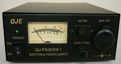 QJE Regulated 30 Amp Compact Power Supply 13.8Vdc w/ Volt - Amp Meter!