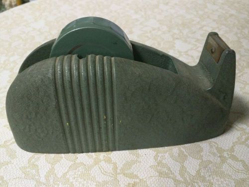Vintage Cast Iron Scotch Tape Dispenser Art Deco Industrial Green Whale