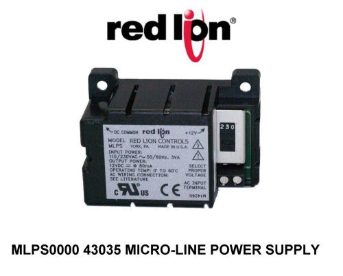 RED LION MLPS0000 43035 MICRO-LINE POWER SUPPLY 120/230 VAC new in box +12VDC