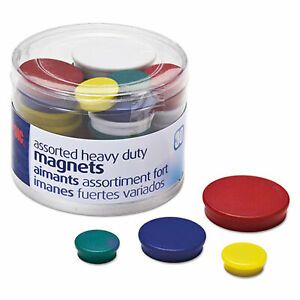 Assorted Heavy-Duty Magnets, Circles, Assorted Sizes and Colors, 30/Tub 92501