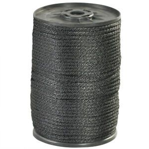 1/8&#034;, 320 lb, Black Solid Braided Nylon Rope - 1 Per Case