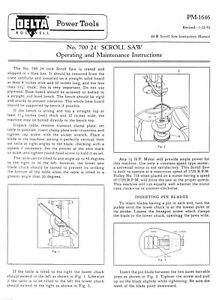 1952 Delta Rockwell No. 700 24&#034; Scroll Saw Instruction &amp; Maintenance Manual CD