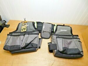Bucket Boss Grey 2 Tool Bag Tool Belt w/High-Visibility Safety Strips 55105-HV
