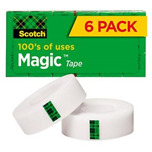 Scotch Magic Tape, Writeable, 3/4 x 1000 Inches, Boxed, 6 Rolls (810K6)