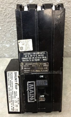Square d q13100-1021 3 pole 100 amp 240 volt 120 volt shunt trip qi3100-1021 for sale