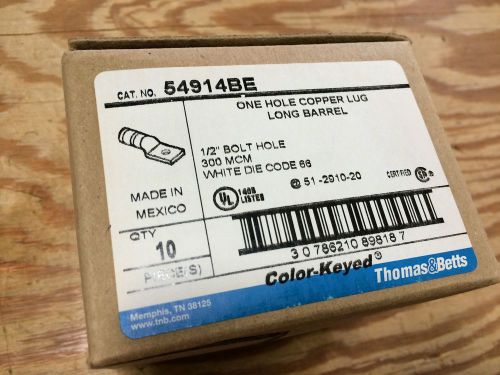 Thomas and Betts 54914BE Color Key Connectors 300MCM 1Hole, White *SET OF 10!*