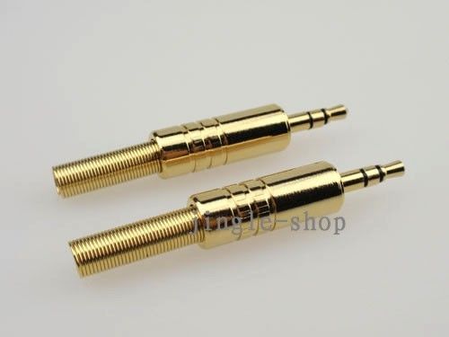 2PC 3.5mm 3 Pole Male Repair headphone Jack Plug Metal Audio Soldering Gold