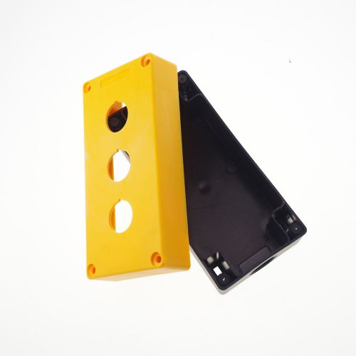 3 Hole 22mm Yellow Black  Push Button Switch Station Control Plastic Box  Case