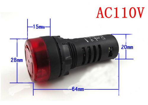 2X Buzzer AD16-22SM  Red Bulb AC110V Flash Buzzer Acousto-optica NEW Arrival